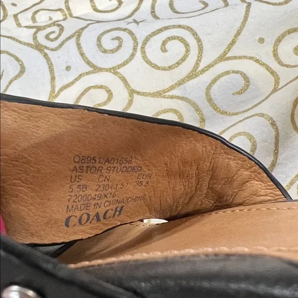 Coach Black and Tan Platform Sandals with Silver Studs NWOT - Picture 5 of 6